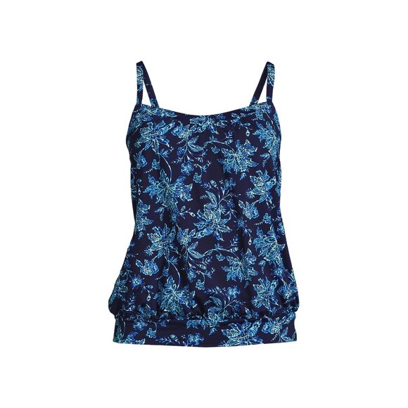 Lands' End Women's 14-18W LONG Blouson Tankini Chlorine Resistant Swimsuit Top D - Picture 12 of 12